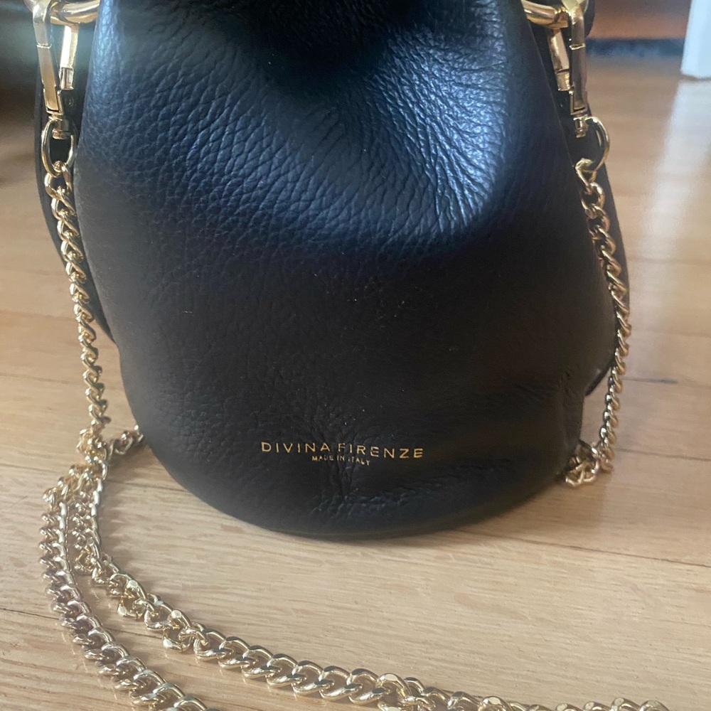 Divina Firenze Made in Italy Black Leather Bucket Bag - Picture 4 of 8